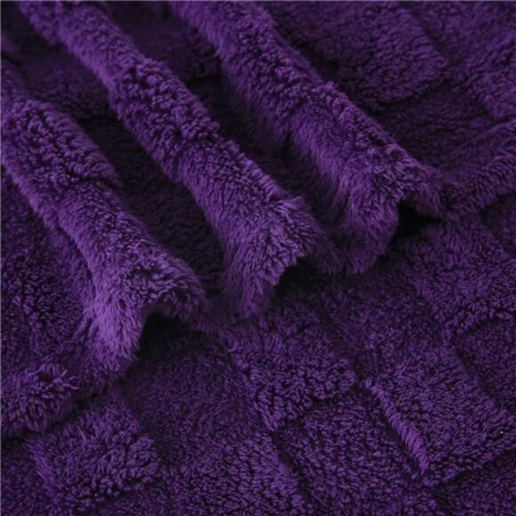 Deep Purple Fleece Throw Blanket 50”×60” for Couch Sofa Bed,Super Soft Cozy - Picture 6 of 7